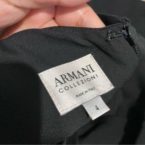 Armani Collezioni Black Sleeveless Ruffle Mini Cocktail Dress Sz 4 - Picture 2 of 9